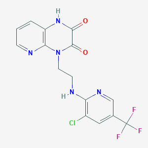 molecular formula C15H11ClF3N5O2 B2598064 4-(2-{[3-Chloro-5-(trifluoromethyl)-2-pyridinyl]amino}ethyl)-1,4-dihydropyrido[2,3-b]pyrazine-2,3-dione CAS No. 338772-96-6