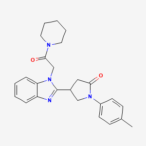 molecular formula C25H28N4O2 B2598067 1-(4-甲基苯基)-4-[1-(2-氧代-2-哌啶-1-基乙基)-1H-苯并咪唑-2-基]吡咯烷-2-酮 CAS No. 955350-55-7