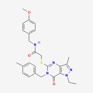 2-({1-ethyl-3-methyl-6-[(4-methylphenyl)methyl]-7-oxo-1H,6H,7H-pyrazolo[4,3-d]pyrimidin-5-yl}sulfanyl)-N-[(4-methoxyphenyl)methyl]acetamide