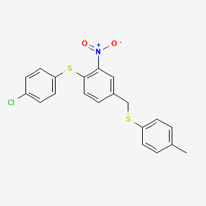 molecular formula C20H16ClNO2S2 B2598077 4-氯苯基 4-{[(4-甲基苯基)硫代]甲基}-2-硝基苯基 硫化物 CAS No. 477869-69-5