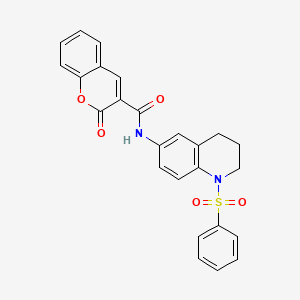 molecular formula C25H20N2O5S B2598082 2-氧代-N-(1-(苯磺酰基)-1,2,3,4-四氢喹啉-6-基)-2H-色烯-3-甲酰胺 CAS No. 946381-74-4