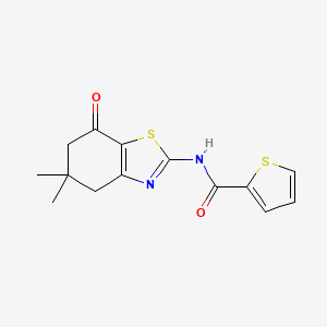 molecular formula C14H14N2O2S2 B2598084 N-(5,5-dimethyl-7-oxo-4,5,6,7-tetrahydro-1,3-benzothiazol-2-yl)thiophene-2-carboxamide CAS No. 325986-97-8