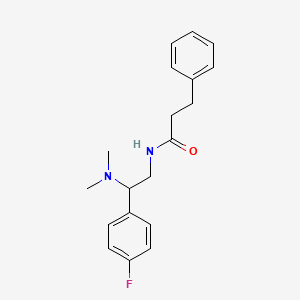molecular formula C19H23FN2O B2598090 N-(2-(dimethylamino)-2-(4-fluorophenyl)ethyl)-3-phenylpropanamide CAS No. 942010-68-6