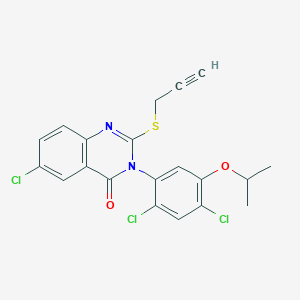 molecular formula C20H15Cl3N2O2S B2598094 6-chloro-3-(2,4-二氯-5-异丙氧基苯基)-2-(2-炔丙硫基)-4(3H)-喹唑啉酮 CAS No. 339099-36-4