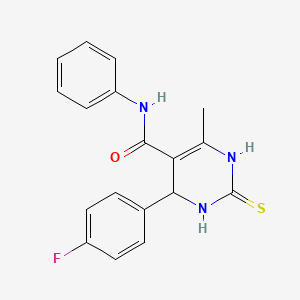 molecular formula C18H16FN3OS B2598095 4-(4-氟苯基)-6-甲基-N-苯基-2-硫代-1,2,3,4-四氢-5-嘧啶甲酰胺 CAS No. 299421-90-2