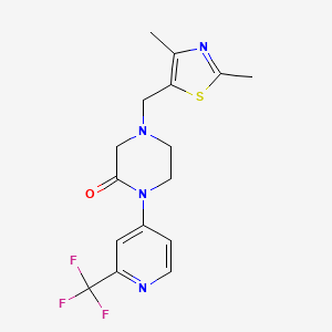 molecular formula C16H17F3N4OS B2598098 4-[(2,4-Dimethyl-1,3-thiazol-5-yl)methyl]-1-[2-(trifluoromethyl)pyridin-4-yl]piperazin-2-one CAS No. 2380140-72-5