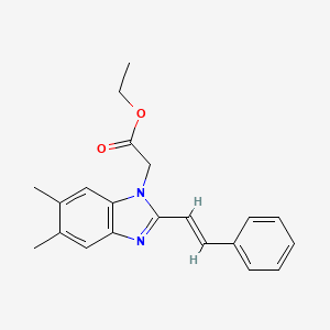 molecular formula C21H22N2O2 B2598100 2-(5,6-二甲基-2-苯乙烯基-1H-1,3-苯并咪唑-1-基)乙酸乙酯 CAS No. 321433-09-4