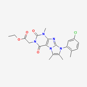 molecular formula C21H22ClN5O4 B2598122 2-(8-(5-氯-2-甲基苯基)-1,6,7-三甲基-2,4-二氧代-1H-咪唑并[2,1-f]嘌呤-3(2H,4H,8H)-基)乙酸乙酯 CAS No. 877810-51-0