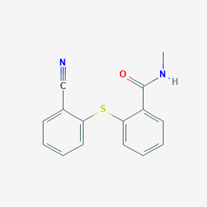 molecular formula C15H12N2OS B2598126 2-[(2-cyanophenyl)sulfanyl]-N-methylbenzenecarboxamide CAS No. 477885-79-3