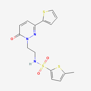 molecular formula C15H15N3O3S3 B2598130 5-methyl-N-(2-(6-oxo-3-(thiophen-2-yl)pyridazin-1(6H)-yl)ethyl)thiophene-2-sulfonamide CAS No. 946341-71-5
