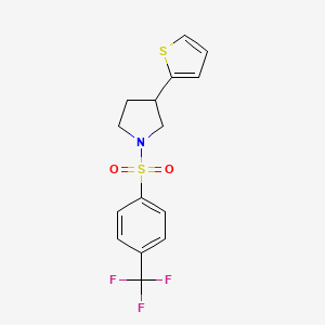 molecular formula C15H14F3NO2S2 B2598134 3-(噻吩-2-基)-1-((4-(三氟甲基)苯基)磺酰基)吡咯烷 CAS No. 2191401-17-7