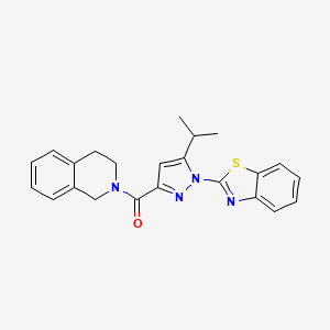 molecular formula C23H22N4OS B2598153 (1-(benzo[d]thiazol-2-yl)-5-isopropyl-1H-pyrazol-3-yl)(3,4-dihydroisoquinolin-2(1H)-yl)methanone CAS No. 1013804-85-7