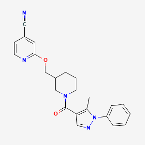 2-[[1-(5-Methyl-1-phenylpyrazole-4-carbonyl)piperidin-3-yl]methoxy]pyridine-4-carbonitrile