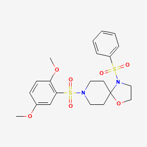 molecular formula C21H26N2O7S2 B2598170 8-((2,5-二甲氧基苯基)磺酰基)-4-(苯磺酰基)-1-氧杂-4,8-二氮杂螺[4.5]癸烷 CAS No. 898425-24-6