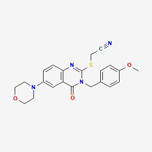 {[3-(4-Methoxybenzyl)-6-morpholin-4-yl-4-oxo-3,4-dihydroquinazolin-2-yl]thio}acetonitrile