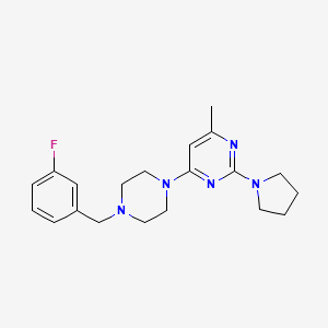 molecular formula C20H26FN5 B2598183 4-{4-[(3-Fluorophenyl)methyl]piperazin-1-yl}-6-methyl-2-(pyrrolidin-1-yl)pyrimidine CAS No. 2415633-05-3