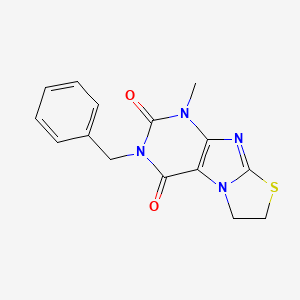 molecular formula C15H14N4O2S B2598189 3-Benzyl-1-methyl-6,7-dihydro-1H-thiazolo[2,3-f]purine-2,4-dione CAS No. 313646-09-2