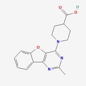 molecular formula C17H17N3O3 B2598194 1-(2-甲基苯并呋并[3,2-d]嘧啶-4-基)哌啶-4-羧酸 CAS No. 844663-42-9