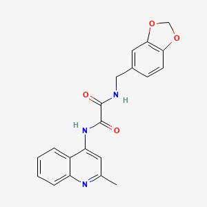 molecular formula C20H17N3O4 B2598204 N1-(benzo[d][1,3]dioxol-5-ylmethyl)-N2-(2-methylquinolin-4-yl)oxalamide CAS No. 941895-05-2