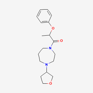 molecular formula C18H26N2O3 B2598210 2-苯氧基-1-(4-(四氢呋喃-3-基)-1,4-二氮杂环戊烷-1-基)丙-1-酮 CAS No. 2310100-02-6