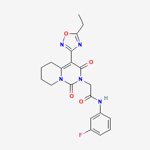 molecular formula C20H20FN5O4 B2598218 2-[4-(5-ethyl-1,2,4-oxadiazol-3-yl)-1,3-dioxo-5,6,7,8-tetrahydro-1H-pyrido[1,2-c]pyrimidin-2(3H)-yl]-N-(3-fluorophenyl)acetamide CAS No. 1775404-17-5