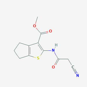 molecular formula C12H12N2O3S B2598223 methyl 2-[(cyanoacetyl)amino]-5,6-dihydro-4H-cyclopenta[b]thiophene-3-carboxylate CAS No. 549535-92-4