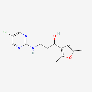 molecular formula C13H16ClN3O2 B2598227 3-[(5-Chloropyrimidin-2-yl)amino]-1-(2,5-dimethylfuran-3-yl)propan-1-ol CAS No. 2380008-72-8