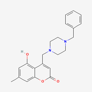 molecular formula C22H24N2O3 B2598229 4-((4-benzylpiperazin-1-yl)methyl)-5-hydroxy-7-methyl-2H-chromen-2-one CAS No. 896597-02-7