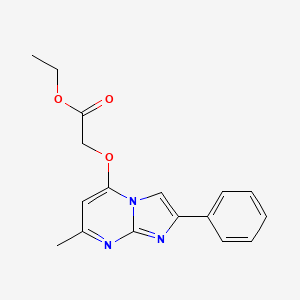 molecular formula C17H17N3O3 B2598239 2-[(7-甲基-2-苯基咪唑并[1,2-a]嘧啶-5-基)氧基]乙酸乙酯 CAS No. 866043-19-8