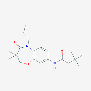 molecular formula C20H30N2O3 B2598245 N-(3,3-二甲基-4-氧代-5-丙基-2,3,4,5-四氢苯并[b][1,4]恶杂环庚-8-基)-3,3-二甲基丁酰胺 CAS No. 921795-30-4