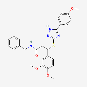 molecular formula C27H28N4O4S B2598252 N-benzyl-3-(3,4-dimethoxyphenyl)-3-((5-(4-methoxyphenyl)-4H-1,2,4-triazol-3-yl)thio)propanamide CAS No. 868213-42-7