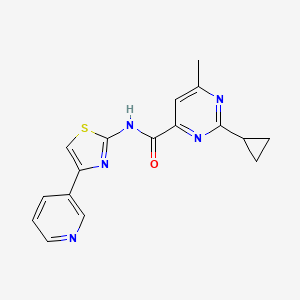 molecular formula C17H15N5OS B2598253 2-cyclopropyl-6-methyl-N-[4-(pyridin-3-yl)-1,3-thiazol-2-yl]pyrimidine-4-carboxamide CAS No. 2415634-71-6