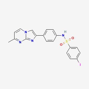 molecular formula C19H15IN4O2S B2598262 4-iodo-N-(4-(7-methylimidazo[1,2-a]pyrimidin-2-yl)phenyl)benzenesulfonamide CAS No. 923146-60-5