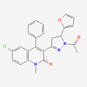 molecular formula C25H20ClN3O3 B2598263 3-[1-acetyl-5-(furan-2-yl)-4,5-dihydro-1H-pyrazol-3-yl]-6-chloro-1-methyl-4-phenyl-1,2-dihydroquinolin-2-one CAS No. 867135-95-3