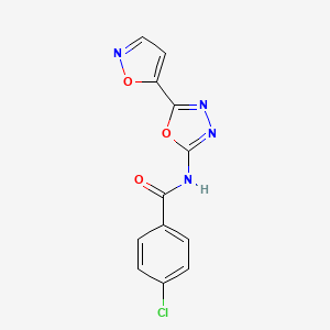 molecular formula C12H7ClN4O3 B2598269 4-氯-N-(5-(异恶唑-5-基)-1,3,4-恶二唑-2-基)苯甲酰胺 CAS No. 946362-15-8