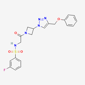 molecular formula C20H20FN5O4S B2598270 3-fluoro-N-(2-oxo-2-(3-(4-(phenoxymethyl)-1H-1,2,3-triazol-1-yl)azetidin-1-yl)ethyl)benzenesulfonamide CAS No. 2034402-06-5