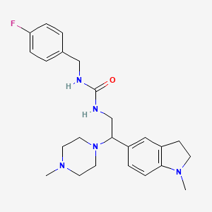 molecular formula C24H32FN5O B2598279 1-(4-Fluorobenzyl)-3-(2-(1-methylindolin-5-yl)-2-(4-methylpiperazin-1-yl)ethyl)urea CAS No. 1171379-10-4