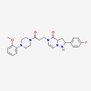 molecular formula C26H26FN5O3 B2598288 2-(4-fluorophenyl)-5-{3-[4-(2-methoxyphenyl)piperazin-1-yl]-3-oxopropyl}-4H,5H-pyrazolo[1,5-a]pyrazin-4-one CAS No. 1326873-39-5