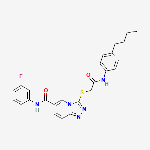 molecular formula C25H24FN5O2S B2598295 5-{3-[(2-methoxybenzyl)amino]-3-oxopropyl}-N-(5-phenyl-1,3,4-thiadiazol-2-yl)-1,3,4-thiadiazole-2-carboxamide CAS No. 1112300-20-5