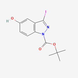 molecular formula C12H13IN2O3 B2598296 叔丁基-5-羟基-3-碘-1H-吲唑-1-羧酸酯 CAS No. 1426425-59-3