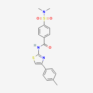 molecular formula C19H19N3O3S2 B2598298 4-(dimethylsulfamoyl)-N-[4-(4-methylphenyl)-1,3-thiazol-2-yl]benzamide CAS No. 312603-74-0