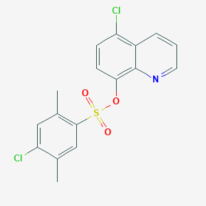 molecular formula C17H13Cl2NO3S B2598306 5-Chloroquinolin-8-yl 4-chloro-2,5-dimethylbenzene-1-sulfonate CAS No. 2361822-35-5