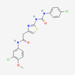 molecular formula C19H16Cl2N4O3S B2598307 N-(3-chloro-4-methoxyphenyl)-2-(2-(3-(4-chlorophenyl)ureido)thiazol-4-yl)acetamide CAS No. 921469-80-9