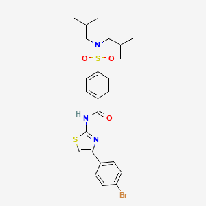 molecular formula C24H28BrN3O3S2 B2598320 4-[bis(2-methylpropyl)sulfamoyl]-N-[4-(4-bromophenyl)-1,3-thiazol-2-yl]benzamide CAS No. 476320-26-0