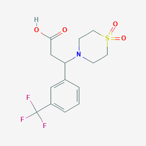 molecular formula C14H16F3NO4S B2598323 3-(1,1-Dioxo-1lambda~6~,4-thiazinan-4-yl)-3-[3-(trifluoromethyl)phenyl]propanoic acid CAS No. 691873-22-0