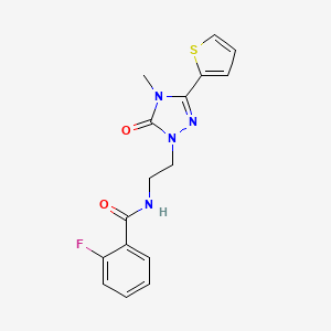 2-fluoro-N-(2-(4-methyl-5-oxo-3-(thiophen-2-yl)-4,5-dihydro-1H-1,2,4-triazol-1-yl)ethyl)benzamide