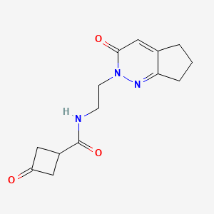 molecular formula C14H17N3O3 B2598347 3-oxo-N-(2-(3-oxo-3,5,6,7-tetrahydro-2H-cyclopenta[c]pyridazin-2-yl)ethyl)cyclobutanecarboxamide CAS No. 2097889-43-3