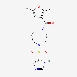 molecular formula C15H20N4O4S B2598373 (4-((1H-imidazol-4-yl)sulfonyl)-1,4-diazepan-1-yl)(2,5-dimethylfuran-3-yl)methanone CAS No. 1903496-70-7