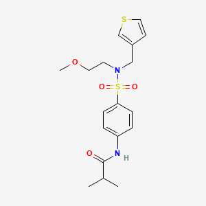 molecular formula C18H24N2O4S2 B2598374 N-(4-(N-(2-methoxyethyl)-N-(thiophen-3-ylmethyl)sulfamoyl)phenyl)isobutyramide CAS No. 1219902-14-3