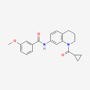 molecular formula C21H22N2O3 B2598377 N-[1-(环丙烷甲酰)-3,4-二氢-2H-喹啉-7-基]-3-甲氧基苯甲酰胺 CAS No. 898465-31-1